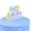 PME Multicolour Happy Birthday Candle - Blue detail on a cake