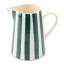 Humble & Mash Green Striped Ceramic Jug, 1.5L photographed at an angle