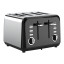 Swan Townhouse Stainless Steel 4-Slice Toaster, 1850W - Black