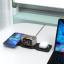 Choetech Magsafe Compatible 3-in-1 Wireless Charging Pad, 15W with a cellphone, watch, and airpods charging