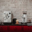 Smeg Aluminium Coffee Grinder with an Espresso machine