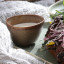 Nova Craft Earth Oblong Dip Bowl, 7cm - Mocha with soup on a plate