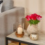 Thread Office Pillar Candle Holder with Glass Cover on side table with vases