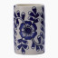 Thread Office Blue Floral Ceramic Toothbrush Holder Front View 