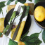 DSA Polyteq Lemon Napkins, Set of 6 on the table with dinner plates