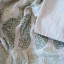 India Ink Green Tonal Paisley Kantha Stitched Throw - Double detail