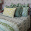 India Ink Green Tonal Paisley Kantha Stitched Throw - Double on the bed