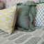 India Ink Green Tonal Paisley Kantha Stitched Throw - Double detail on the bed