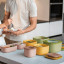 Guzzini Eco Store & More Deep Container, 2.8L - Avocado green on the kitchen counter