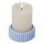 Alkaline Chunky Ribbed Pillar Candle Holder - Ice Blue with candle