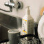 GoodBasics Probiotic Dish Soap, 500ml next to a dish drying rack
