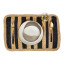 Gone Rural Rings of Jupiter Placemat - Smoke & Black detail with dinnerware