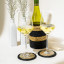 Gone Rural Trim Coasters, Set of 4 - Smoke & Black on the table