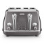 DeLonghi Icona Metallics 4-Slice Toaster, 1800W - Grey angle