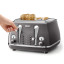 DeLonghi Icona Metallics 4-Slice Toaster, 1800W - Grey with toasted bread