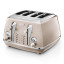 DeLonghi Icona Metallics 4-Slice Toaster, 1800W - Beige