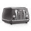 DeLonghi Icona Metallics 4-Slice Toaster, 1800W - Grey angle