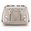 DeLonghi Icona Metallics 4-Slice Toaster, 1800W - Beige angle
