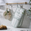 Ulster Weavers Sage Stripe Double Oven Glove on a hanger