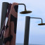 Saltii Neutral Animal Roses Beach Towel, 80cm x 160cm hung on an outdoor shower head