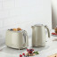 Kenwood Eterna Cordless Electric Kettle, 1.7L - Beige with a toaster on the kitchen counter