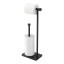 Umbra Cappa Toilet Paper Holder & Reserve - Black angle with toilet paper