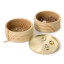 Umbra Tesora Wood Storage Box - Natural & Brass angle with jewellery