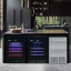 SnoMaster 46 Bottle Pro Series Dual Zone Wine Cooler with champagne bottles and coke cans