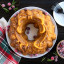 Nordic Ware Holiday Wreath Bundt Pan with baked cake on the table