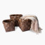 Thread Office Wood Chip Woven Storage Baskets, Set of 3 with throw
