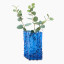 Thread Office Blue Ripple Glass Vase with plant