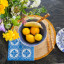 Tavola Floral Tile Biodegradable Paper Napkins, Pack of 25 - Blue