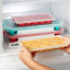 Lekue Rectangular Shaped Ice Cube Tray with Lid - Red in the freezer