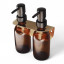 Joon Brass Double Luna Bracket with Amber Pump Bottles, 3-Piece