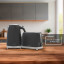 "Riva Stainless Steel Kettle, 1.7L - Matt Black" with toaster