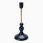 Thread Office Black Aluminium & Rattan Dinner Candle Holder