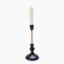 Thread Office Black Aluminium & Rattan Dinner Candle Holder with candle