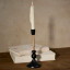 Thread Office Black Aluminium & Rattan Dinner Candle Holder
