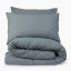 Thread Office Smoke Blue Washed Cotton Duvet Cover Set - Double