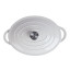 Sagenwolf Oval Cast Iron Casserole Pot, 34cm - White top view
