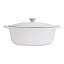 Sagenwolf Oval Cast Iron Casserole Pot, 34cm - White side view