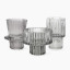 Thread Office Glass Ribbed Candle Holders, Set of 3 - Smoke