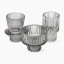 Thread Office Glass Ribbed Candle Holders, Set of 3 - Smoke