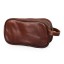 Thandana Men's Double Zip Leather Vanity Bag - Tobacco Leather