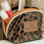 Thandana Laminated Fabric Make Up Bag - Cheetah Coffee