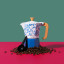 La Cafetiere Blu Fiorato Venice 6-Cup Espresso Maker, 290ml