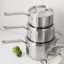 Wolstead Pro Steel Triply Stainless Steel Saucepan Set, 3-Piece
