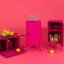 Popstrukt Sugar Cube Side Table - Hot Pink with lemons
