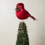 Humble & Mash Red Northern Cardinal Bird Tree Topper on small tree