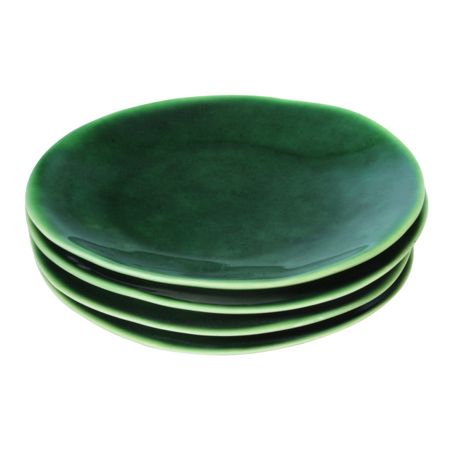 Mervyn Gers Glazed Stoneware Side Plates, Set of 4 Fig Green